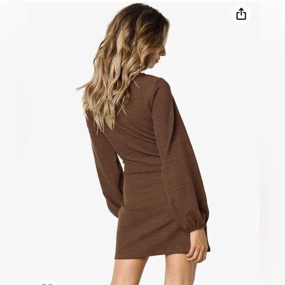 R. Vivimos brown Tie Front Waist Womens Dress   Sz M - Picture 2 of 6